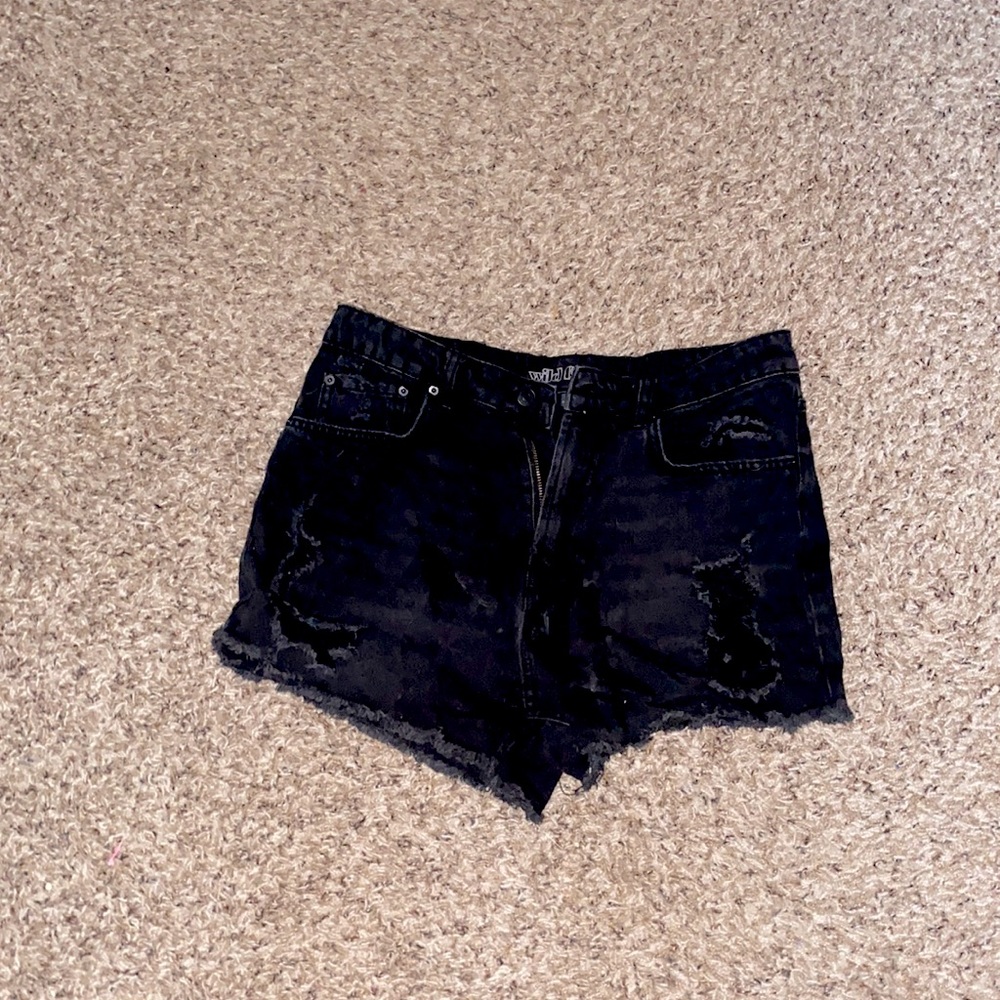 black jean shorts